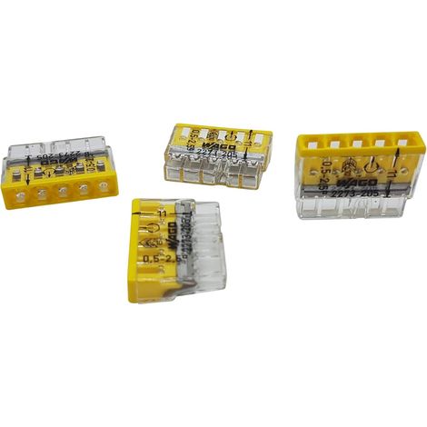 Bornes de connexion 5 voies - Lot de 50 - Plastique technique - Raccordement rapide 450V 24A - Électricité générale et éclairage - Gris compact (1/5)