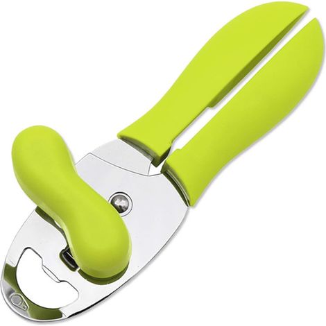 Ouvre-Boîte manuel,ouvre-Boîte de sécurité 4 en 1,bord lisse,avec poignée antidérapante et bouton rotatif ergonomique,ouvre-couvercle pour personnes agées souffrant d'arthrite,vert GROOFOO (1/5)