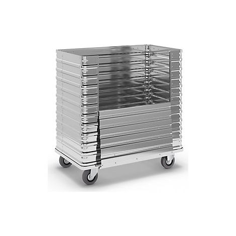 Carro caja de aluminio  capacidad 350 l  pared lateral abatible