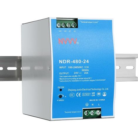 Rail industriel 24 V 480 W 20 A Alimentation sur rail DIN intégrée Active PFC Function Power Supply Universal (1/5)