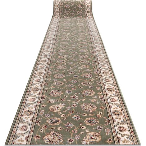 Läufer Wolle NAIN Blumen 7338 51088 grün / beige 100cm green 100x250 cm