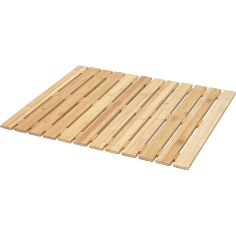 Tapis de bain HWC-E73, tapis antidérapant, bambou, 60x50cm (1/5)