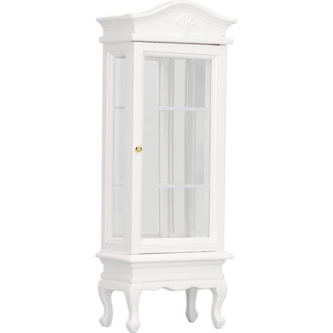 Armoire miniature en bois pour maison de poupée 1:12, toit en arc blanc, porte unique, vitrine de présentation (1/5)