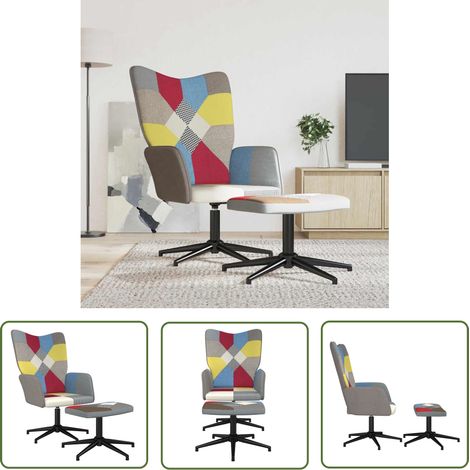 Chaise de relaxation avec repose-pied Fauteuil relax - Patchwork Tissu BonneVie-27866 (1/5)