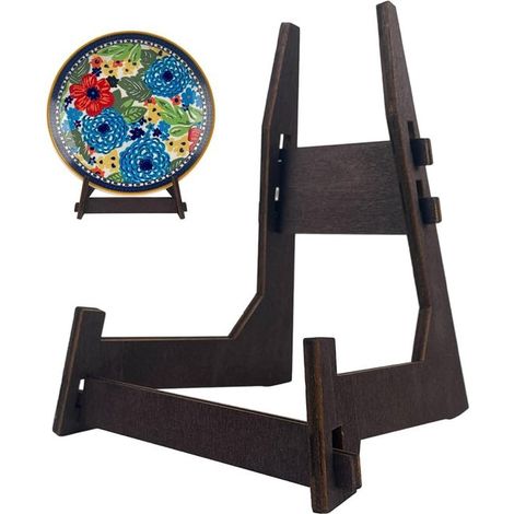 Soporte de exhibición de madera de 10 pulgadas, caballete y soporte para libros, soporte para plantillas de marcos de fotos (1/5)