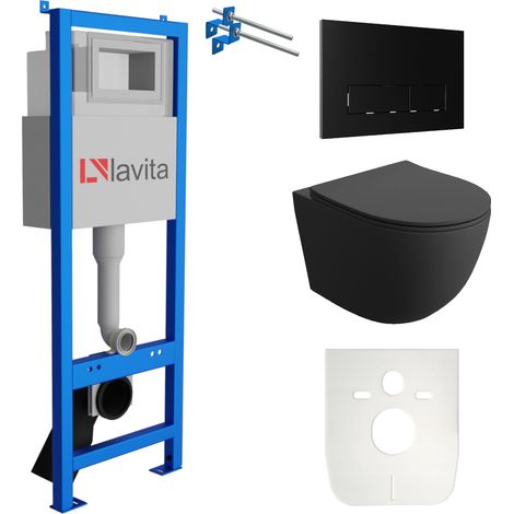 LAVITA WC Set mit Vorwandelement, Wand-WC und Spülknopf (1/5)
