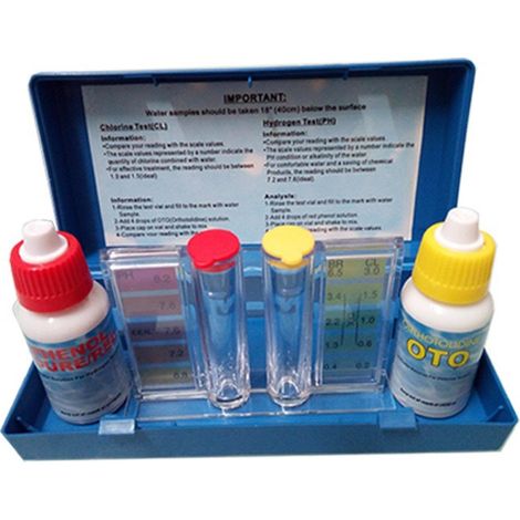 Kit de prueba de agua ácida y alcalina, kit de prueba de pH, kit de prueba de cloro residual, kit de prueba de agua de piscina, juego de reactivos para prueba de agua, agente de prueba OTO (1/4)
