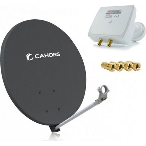 Parabole Satellite - CAHORS - SMC 80CM - LNB Monobloc Twin - Gris Anthracite - 0,1dB (1/3)