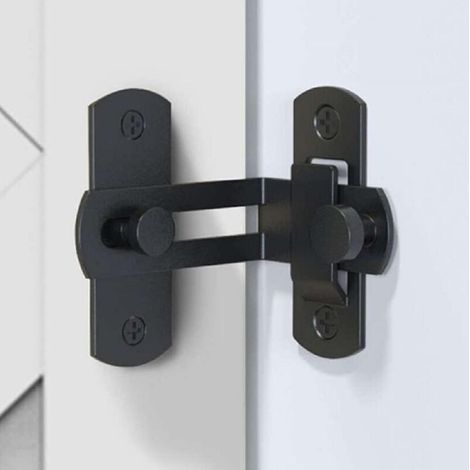 SABIR Serrure de porte de grange à pêne dormant à 90 degrés Bouton incurvé à angle droit - Noir, 1pc (1/3)