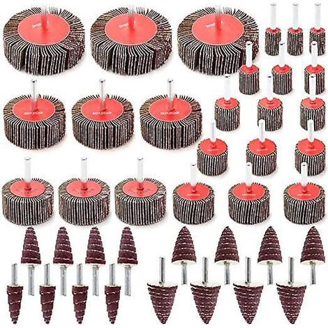 40pcs Roue Lamelles Abrasives, Roue De Ponage Lamelles, 5 Tailles Diffrentes 50/40/30/25/20/16/80/60mm Pour Ttes De Meulage Outils Rotatifs Pon (1/5)