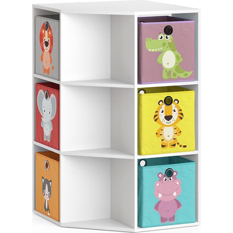 Estantería infantil Luigi, Blanco, 64 x 107.8 cm con 6 cajas plegables opc.1, Vicco