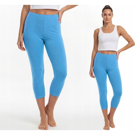 Leggings in cotone 3/4, produttore polacco. Colore: blu. Taglia: XL. (1/4)