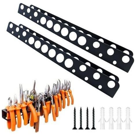 Ensemble de 2 supports muraux pour pinces, support mural de 40 cm, fixation murale avec vis et chevilles d'expansion, support pour tournevis, étagère murale pour pinces, idéal pour garage, atelier et (1/5)