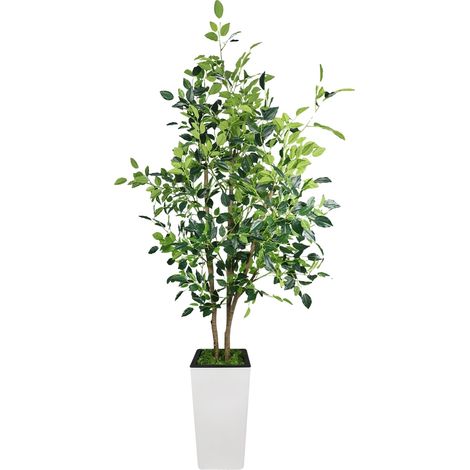 Ficus artificial, hojas de seda realistas, fácil de cuidar, 1,8 m (6 pies) (1/2)