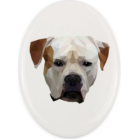 American Bulldog - carreau géométrique avec photo et inscription par Art-Dog (1/4)