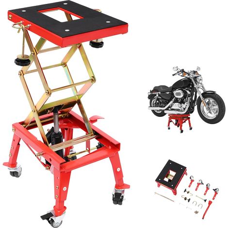 HAUTOUR Plateforme élévatrice hydraulique pour moto, élévateur de moto, table de levage Capacité de charge 160 kg Hauteur réglable de 30,5-80 cm avec 4roues universelles, plateforme élévatrice (1/5)
