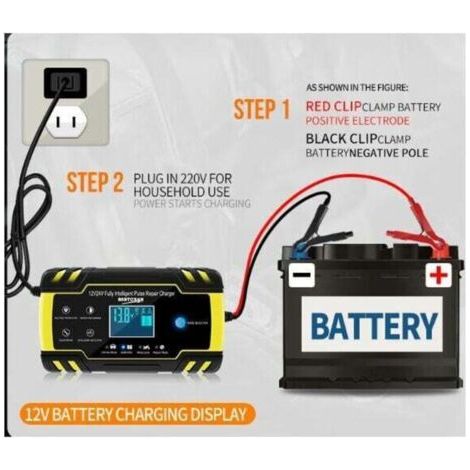 Chargeur de batterie de voiture Anhtczyx 12V/24V (pour batteries de moto AGM) - Câbles de démarrage et de démarrage - RAPANDA (1/3)