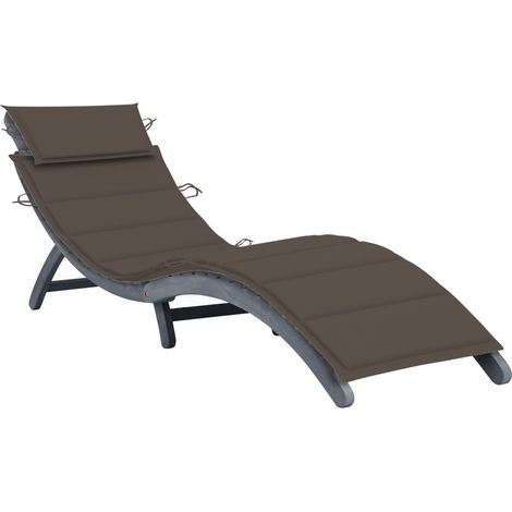 Chaise longue avec coussin Gris Bois d'acacia solide 3 (1/5)
