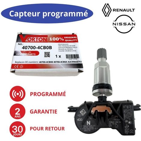 Sensore pressione pneumatici TPMS - Preprogrammato 40700-4CB0A/B - 433 MHz - Batteria 5 anni - Per Renault/Nissan