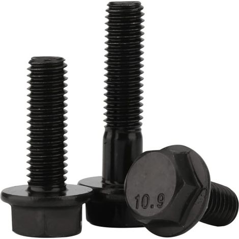 Tornillos hexagonales con brida M8 x 35 mm, acero aleado grado 10.9, acabado de óxido negro, rosca parcial, 10 unidades. (1/3)