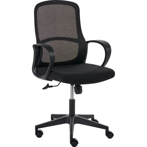 Silla de oficina giratoria moderna con respaldo inclinable de malla asiento de tela regulación de altura y reposabrazos negro Senta