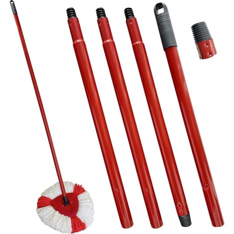 Manche de Balai Ajustable en Quatre Sections Manche de Rechange Compatible avec Vileda Turbo Spin (1/5)