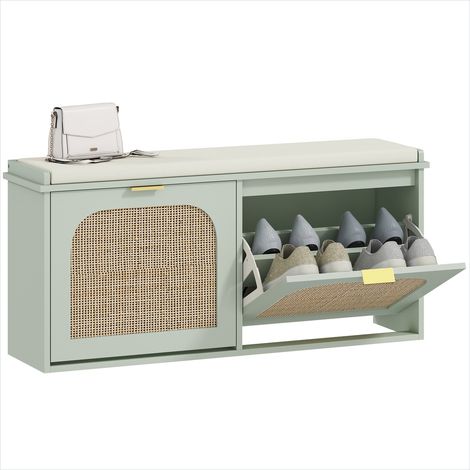 Console Banc à chaussures en bois d'ingénierie avec coussin 104 x (1/5)