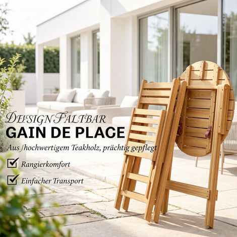 Table de bistrot moderne avec chaises pliantes assorties, Ensemble de mobilier de jardin pratique avec table pliante et deux chaises, Ensemble d'extérieur (comprenant uniquement 1 table et 2 chaises) (1/5)