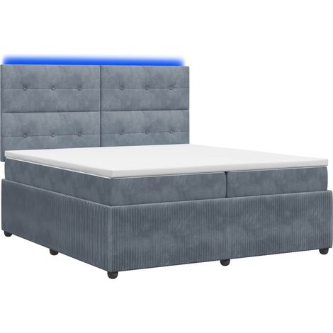 Maison Exclusive - Letto Box Spring LED con Materasso Grigio Scuro 200 x 200 cm (1/5)