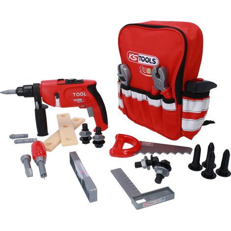 Kstools – Sac à dos porte-outils pour enfant 100201 – Coffret 25 pièces – Perceuse à percussion avec 2 piles AA – Plastique ABS sécurisé (1/5)