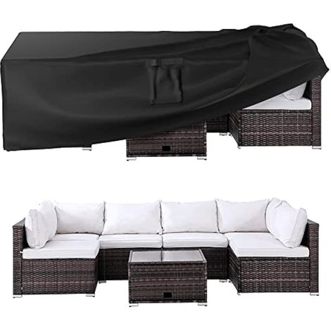 Housse de meubles de patio – Housse imperméable pour meubles d'extérieur – Usage général – Pour table et chaise d'extérieur – 600D – Très résistante – 289 x 188 x 71 cm (L x l x H) (1/5)