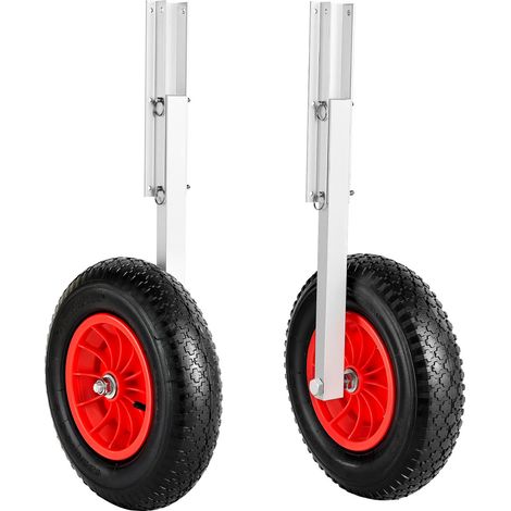 Roue de Mise à l'Eau 1 Paire, Roue de Halage Relevable 38,1 cm Charge 136,1 kg, pour Tableau Arrière Bateaux Gonflables Annexes de 4,5 m, en Alliage d'Aluminium, Pneus Gonflables en Caoutchouc (1/5)