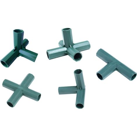10Pcs Green Gardening Pole Connector Joint Fittings for Trellis Greenhouse and Plant Stand Support Straight Tee Cross and Fixed Connectors (1/4)