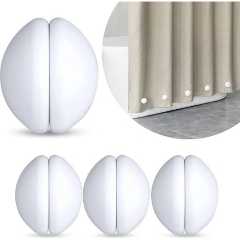Lot de 3 aimants pour rideau de douche - aimants puissants en acier inoxydable avec protection en silicone, poids pour rideaux de douche, silencieux, empêche le rideau de s'envoler. (1/5)