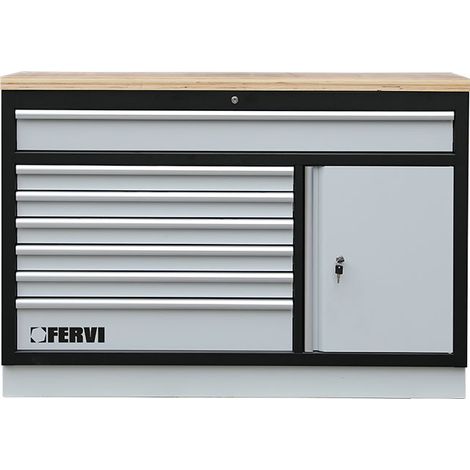 Comoda grande con tapa de madera 1360x458x945mm para taller Fervi A007/21