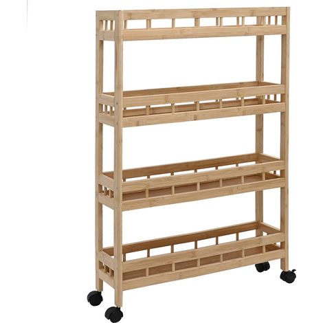Carrito de cocina con ruedas Natural 60 x 18 x 97 cm Bambú vidaXL