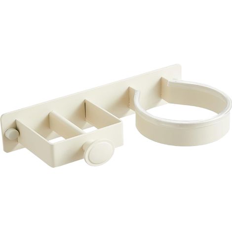 Soporte de pared 3 en 1 para secadores de pelo: compatible con secadores, planchas y accesorios, dos opciones de montaje. Color blanco. (1/5)