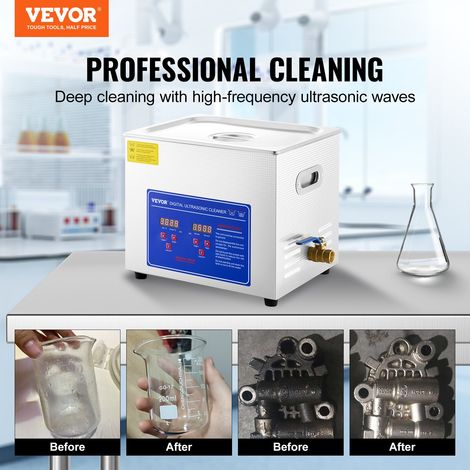 Nettoyeur à ultrasons Machine 10L Acier inoxydable Ultrasons Cleaner Minuterie de chauffage numérique Nettoyage de bijoux pour usage domestique personnel commercial (1/5)