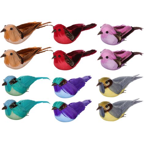 Oiseau factice en plumes réalistes, oiseau décoratif de jardin Mori, artisanat en mousse, faux oiseau (1/5)