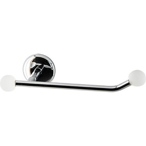 Porta carta igienica - porta rotolo da bagno linea elite in ottone cromato e finali in vetro colorato - accessori bagno, colore finali vetro bianco satinato (1/2)