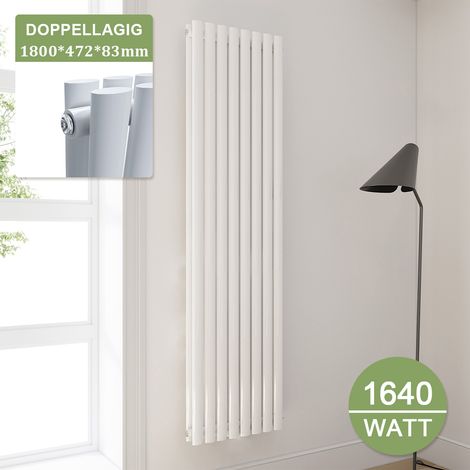 ELEGANT Paneelheizkorper Weiß Röhren Heizkörper Vertikal 1800x472mm Doppellagig