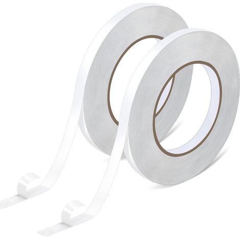 Ruban Adhésif Double Face Extra Fort, Double Face Fixer Sans Percer Nano Tape Fin pour Scrapbooking Moquettes Adhesif Mural Décorations Photo Enveloppes Bricolage (10mm x 50m x 2 Rouleau)