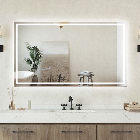 Specchio bagno Rettangolare 100x60cm Retroilluminato Con Led, Antiappannamento + 3 Luci (1/5)