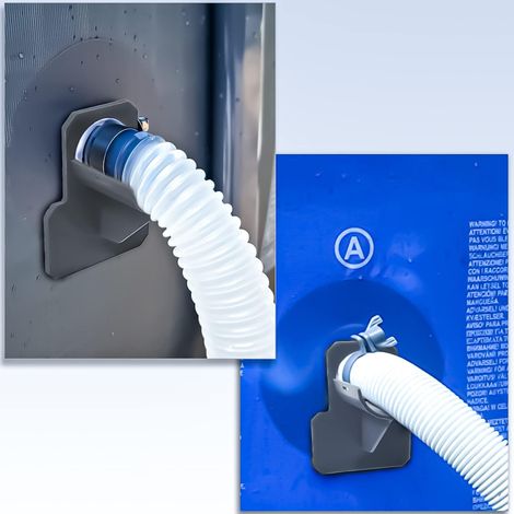 Lot de 2 supports de tuyau de piscine, adaptateur de piscine, accessoires de piscine gris, pour tuyaux de piscine jusqu'à 38 mm (1/3)