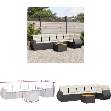 7-tlg. Garten-Sofagarnitur mit Kissen Schwarz Poly Rattan - Gartenmöbel - Esstischgarnituren - Outdoor Möbel - Lounge Set - Rattan Gartenmöbel - Home & Living (1/3)