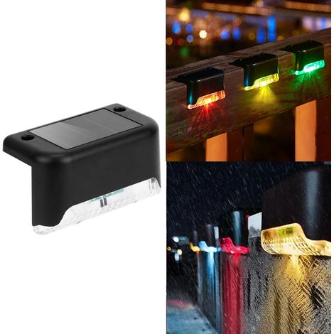 (1 pièce - Multicolore) Lampe solaire LED pour marches, escalier, mur extérieur, jardin, balcon, terrasse, escalier, clôture (1/5)