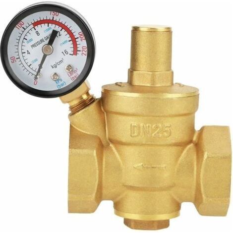Régulateur De Pression, Laiton Régulateur De Pression, Dn25 Réglable En Laiton Régulateur De Pression D'eau Réducteur Avec Compteur De Jauge (1/4)
