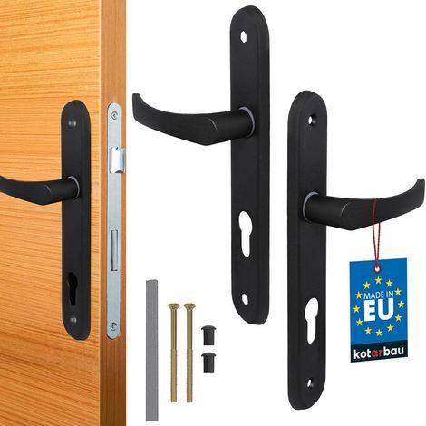 2 Poignée de porte,72mm,Aluminium,Cylindre profilé,Réglable gauche droite,Intérieur