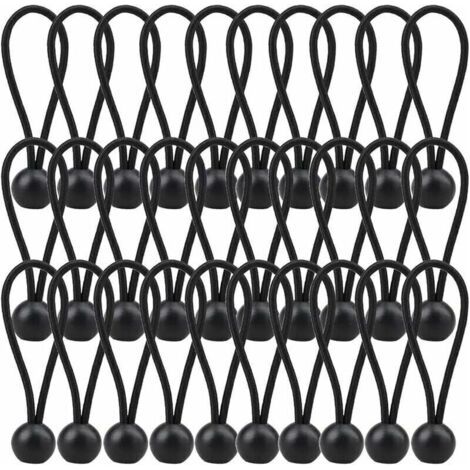 30 pezzi di corda elastica bungee, tenditore per teloni da 140 mm, corda elastica per teloni, tettoie, campeggio, tende, imbracatura di prolunga - Nero (1/5)