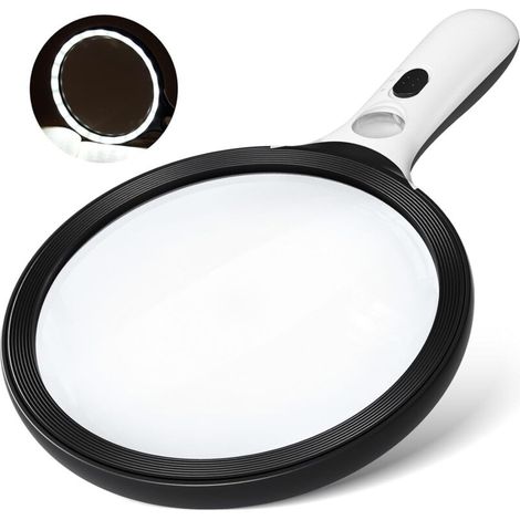 Loupe Grossissante, Grande Loupe de Lecture Portable de 130 mm, 20x30x Grossissement, avec 24 LED et Lampe UV, pour Personnes âgées et Enfants, Lecture, Bijoux, Timbres (1/5)